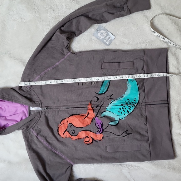 NWT! The Little Mermaid Grey Fleece Zippered Hoodie! Size small! - Picture 11 of 15